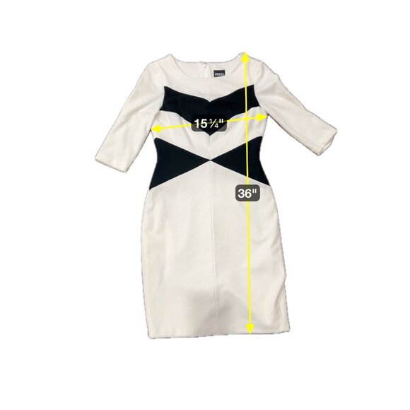 Dress by Jax Black and White Colorblock Sheath with Three Quarter Sleeves SZ 6 - Picture 9 of 10
